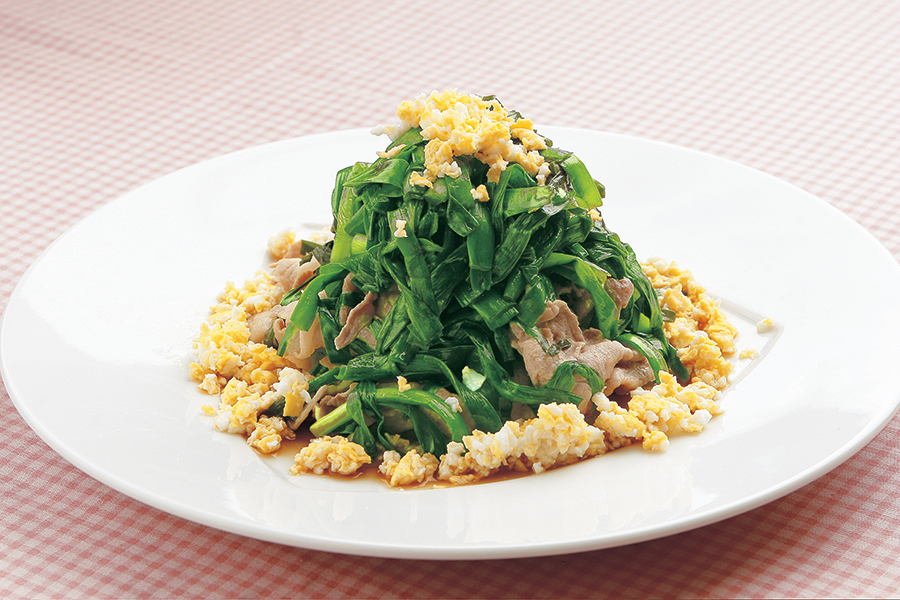 ニラとしゃぶしゃぶ豚肉の春サラダ