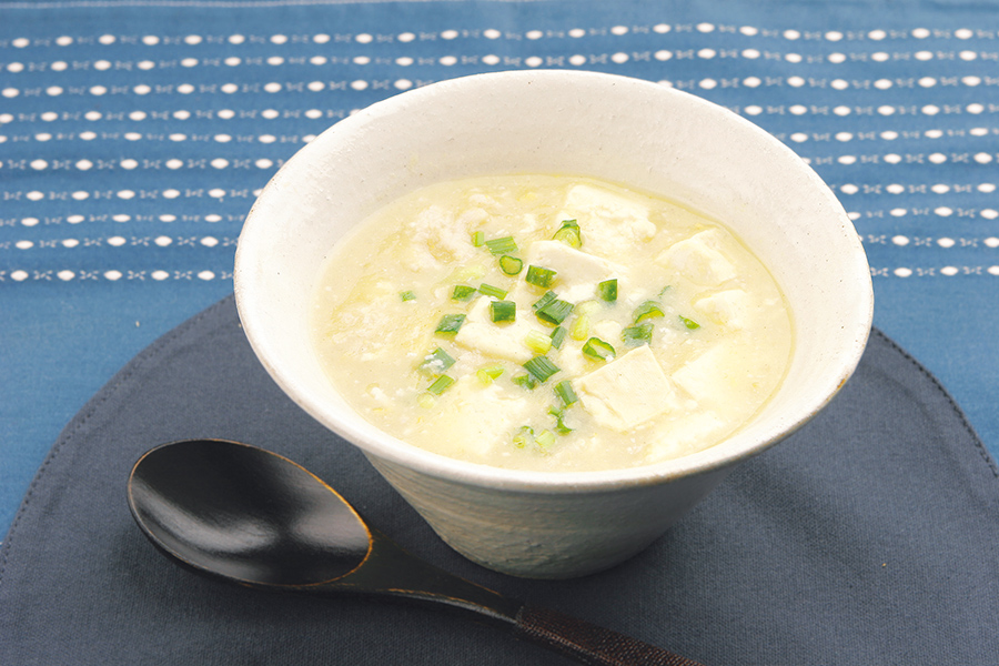 温泉豆腐とコーンのスープ