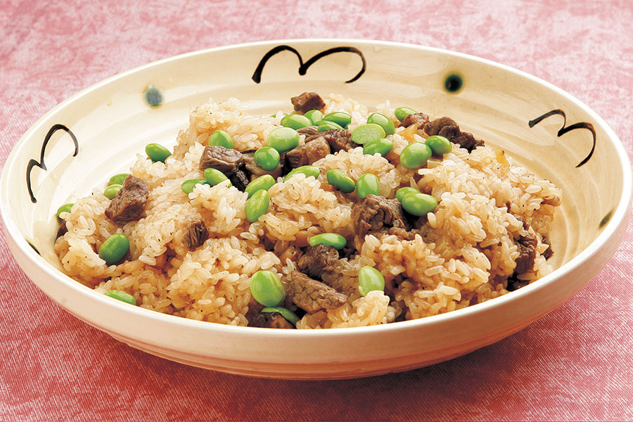 牛肉と枝豆のおこわ