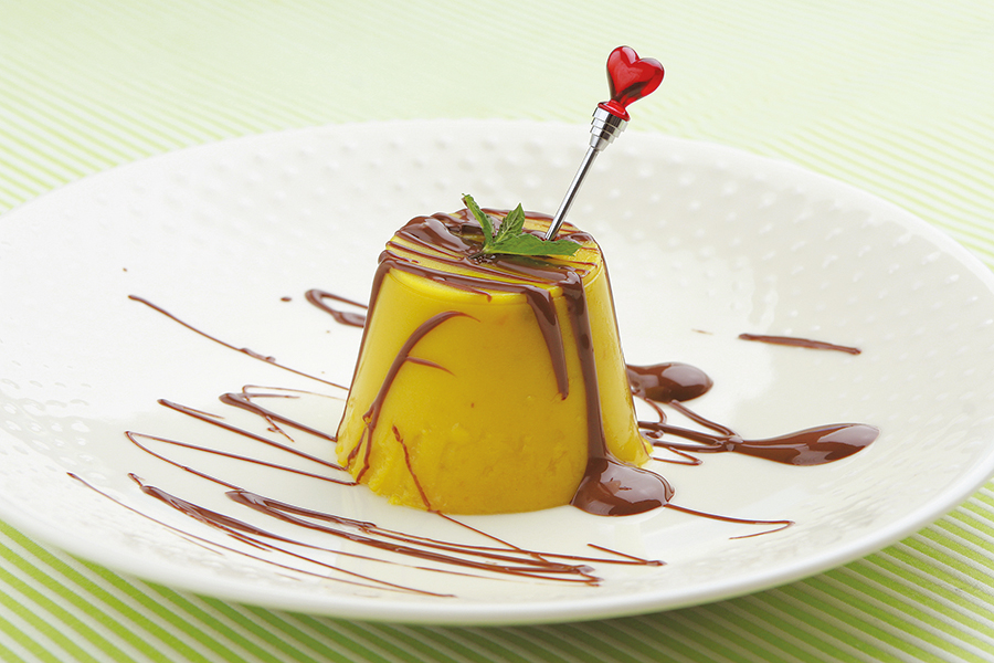 かぼちゃプリン チョコソースがけ