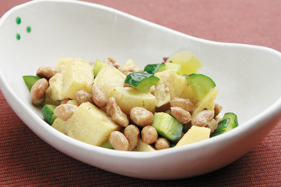 ポテトフライと納豆の和え物