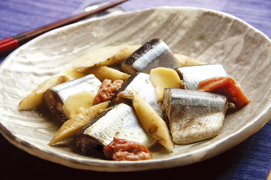 さんまとごぼうの梅こんぶ茶煮
