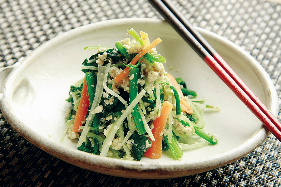 ほうれん草と水菜の白あえ