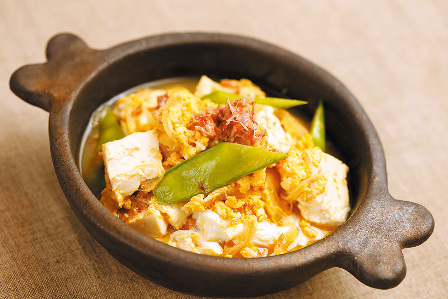 ソフトけずり節たっぷり豆腐の卵とじ