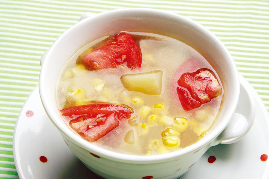 梅こんぶ茶の夏野菜たっぷりスープ