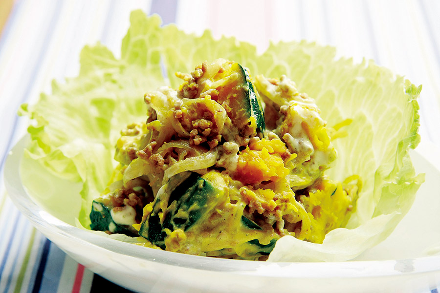 牛ひき肉とかぼちゃのサラダ