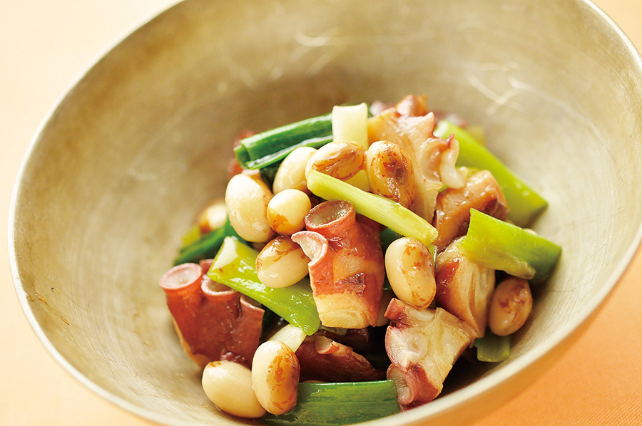とら豆とたこのバルサミコ酢あえ